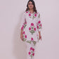 Pure Cotton White Coord Set with Pink Flower and Pearl Work